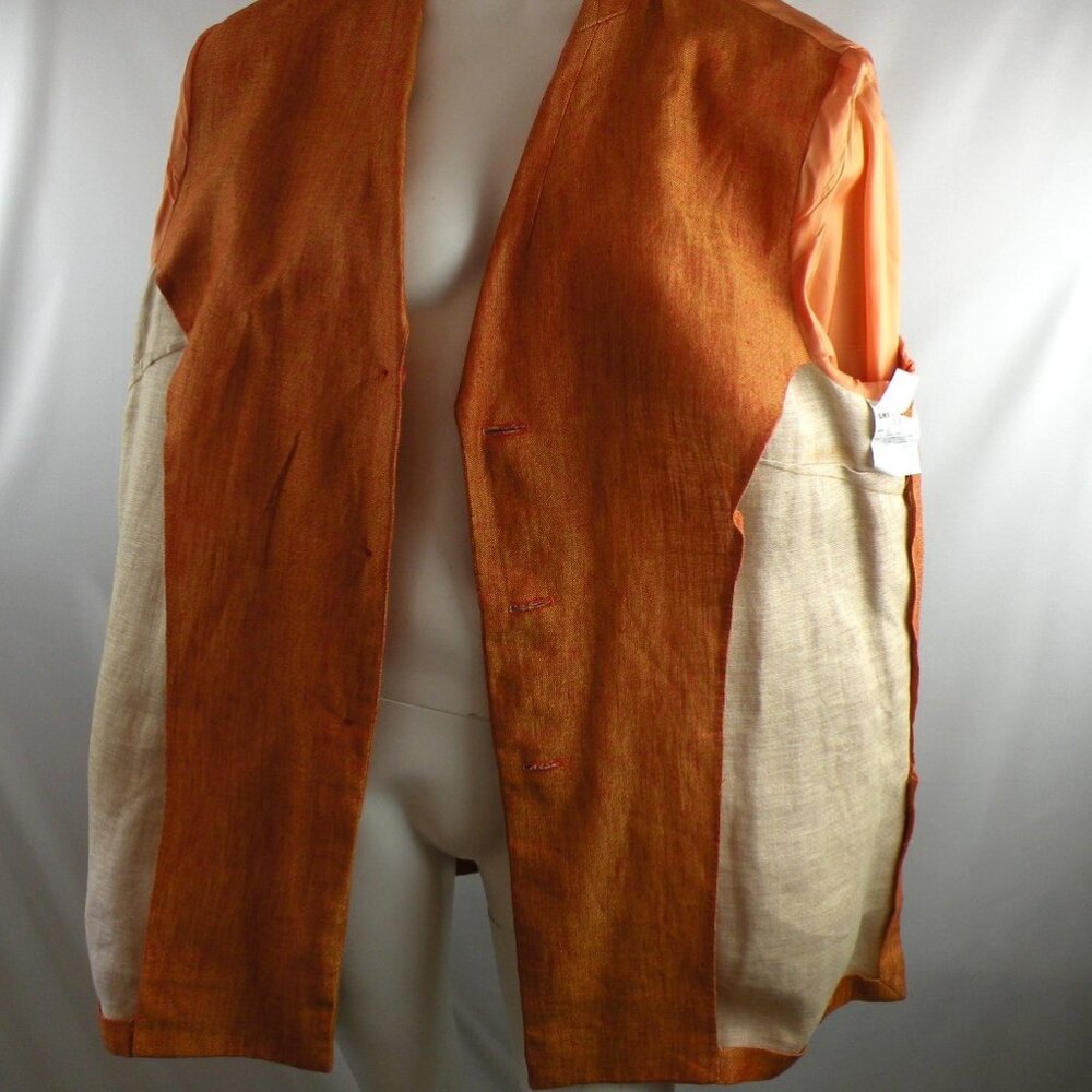 NWOT Gianfranco Ferre Forma Linen Orange unstructured blazer 18 - Picture 7 of 10